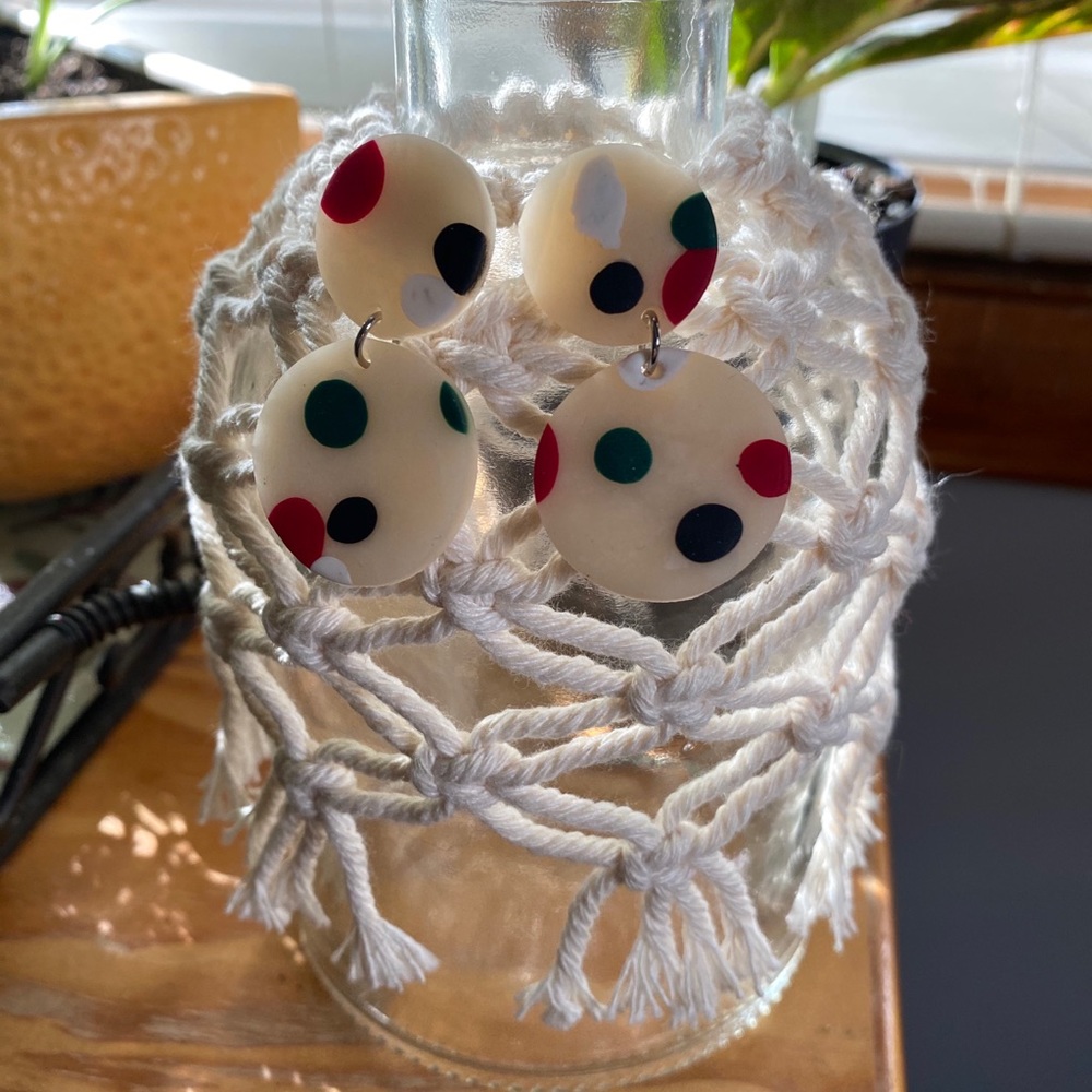 Circle clay earrings